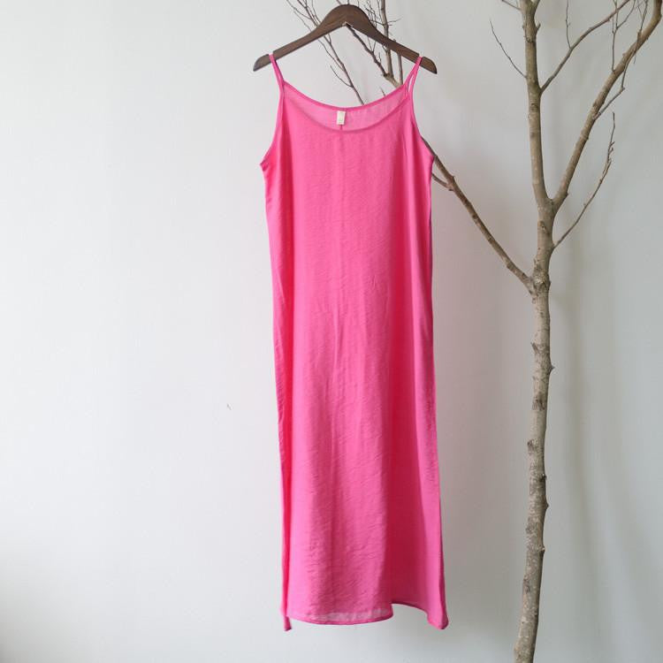Summer Dress Solid Multi-Color Natural Silk Cotton Slips Dresses Plus Size Slip S200