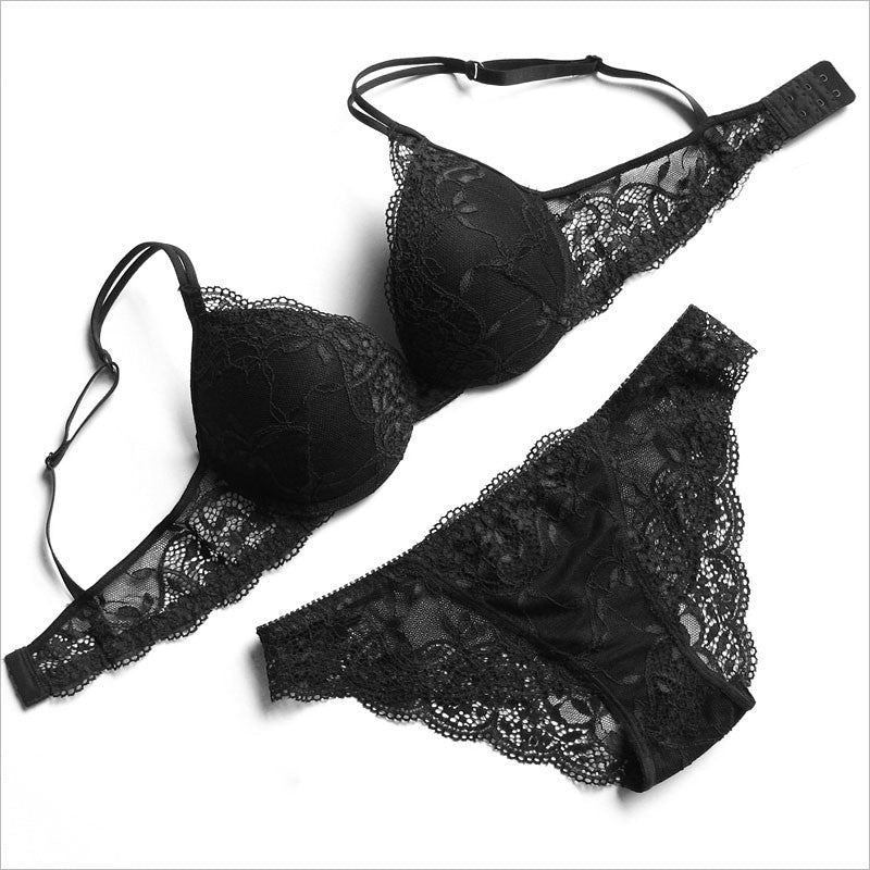 Top quailty the women's deep V sexy half-transparent lace bra brassiere set of underwear set