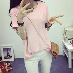 Online discount shop Australia - fashion Women's  Clothes Shirt O-neck Her boyfriend wind edge pure color