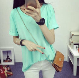 Online discount shop Australia - fashion Women's  Clothes Shirt O-neck Her boyfriend wind edge pure color