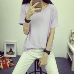 Online discount shop Australia - fashion Women's  Clothes Shirt O-neck Her boyfriend wind edge pure color