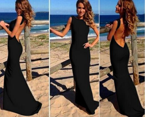 Summer Style Women Long Dress Backless Dress red white black Casual dress Floor-Length Vestidos de festa Longo 8069