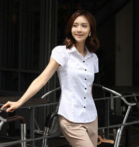 Contracted Fashion Women's Shirts Elegant OL Dresses Business Formal Short Sleeve Chiffon Blouses Plus Size 5XL Casual