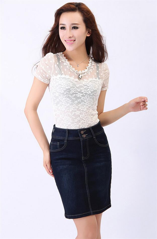 Women Denim Jeans Skirt Ladies Long Jean Pencil Skirts Midi