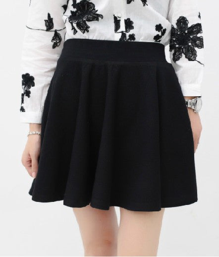 Online discount shop Australia - East Knitting women high waist pleated skirts new fashion Black candy color skirt