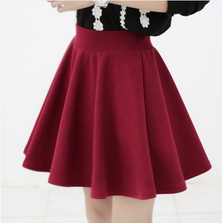 Online discount shop Australia - East Knitting women high waist pleated skirts new fashion Black candy color skirt