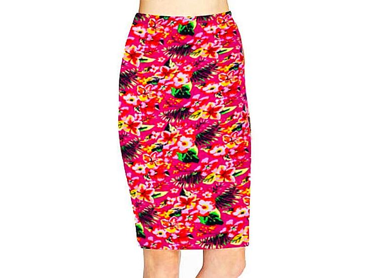Elegant High Waist Women Pencil Skirt Flower Printing Knee-Length Midi Skirts