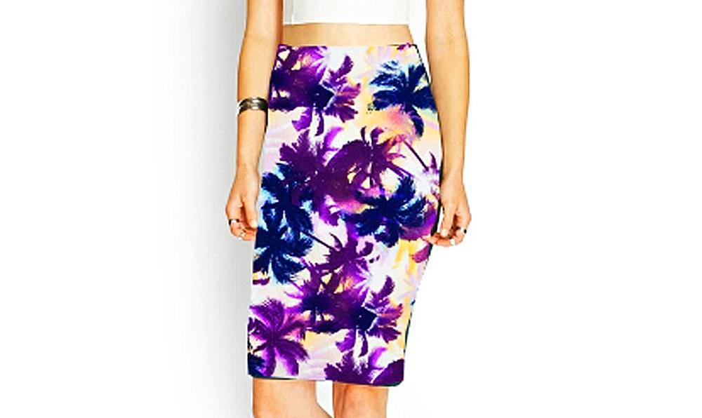 Elegant High Waist Women Pencil Skirt Flower Printing Knee-Length Midi Skirts
