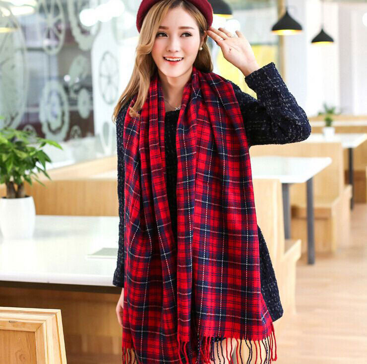 Online discount shop Australia - Fashion Wool Women Scarf Scarf Plaid Thick Large Scarf Women Warp