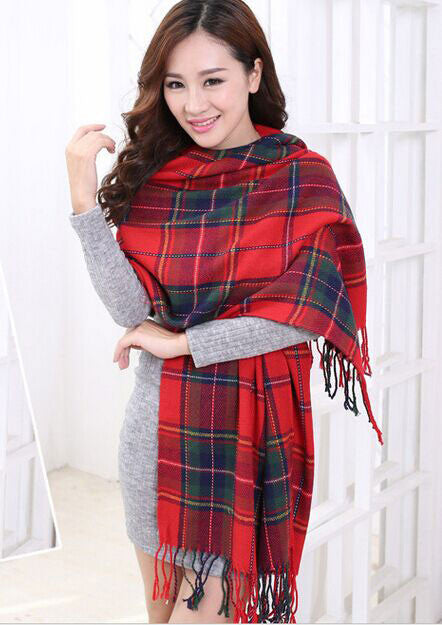 Online discount shop Australia - Fashion Wool Women Scarf Scarf Plaid Thick Large Scarf Women Warp