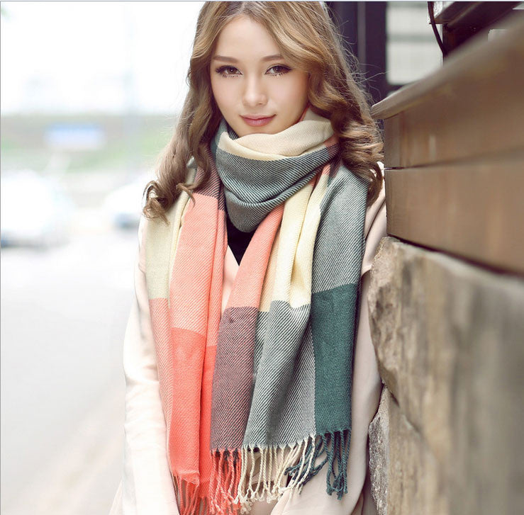 Online discount shop Australia - Fashion Wool Women Scarf Scarf Plaid Thick Large Scarf Women Warp