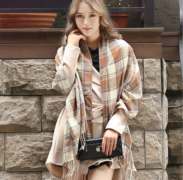 Online discount shop Australia - Fashion Wool Women Scarf Scarf Plaid Thick Large Scarf Women Warp