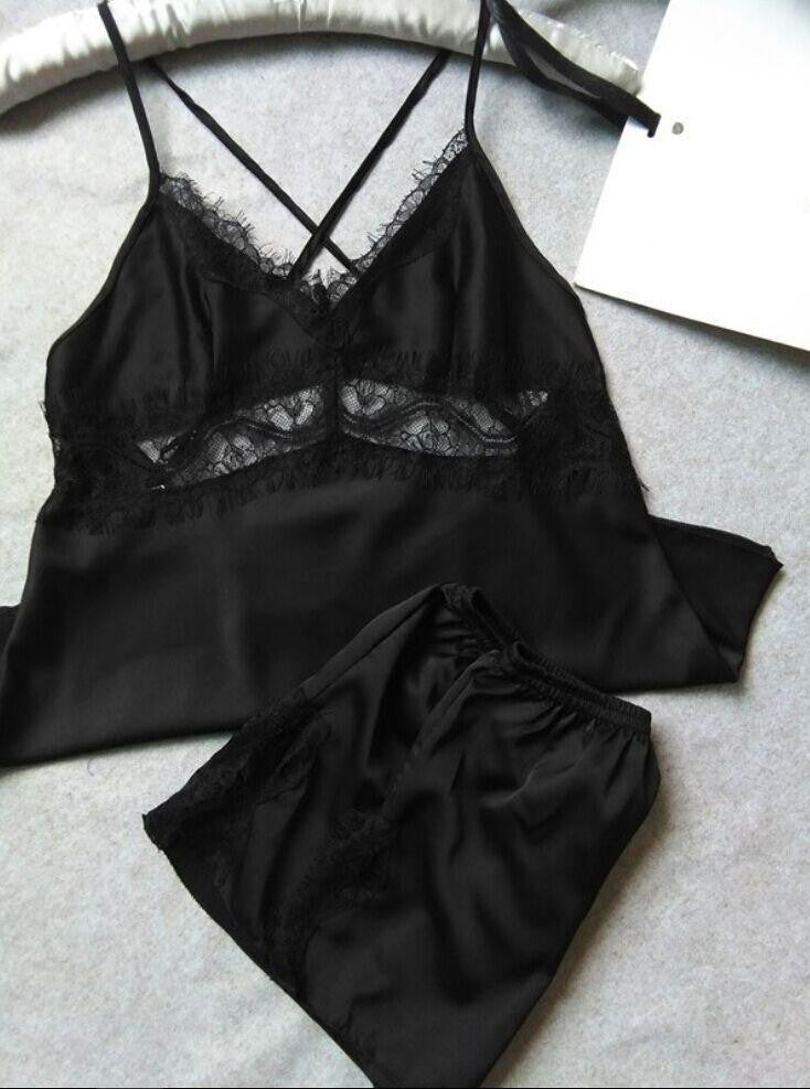 pijamas set Women Sleep set Deep V-neck Spaghetti Strap Shorts pijama women pajama sets