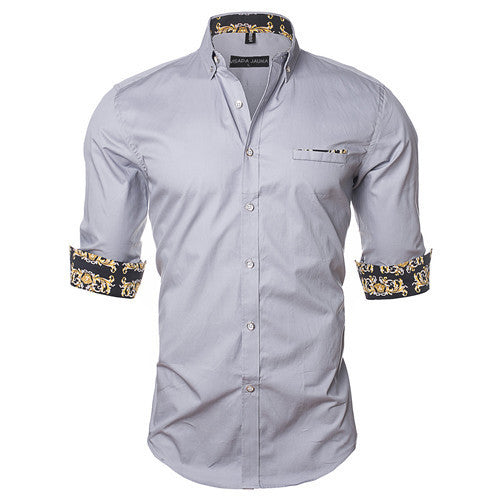 Men's Shirt Dress Fashion Mens Shirts Casual Style Long Sleeve Solid Cotton Slim Fit Dress Male Shirts N780 - CelebritystyleFashion.com.au online clothing shop australia