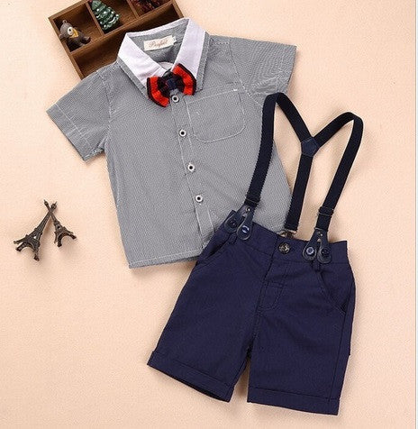 3 pieces summer boys clothing sets gentleman set baby boy clothes shirt and suspender trousers - CelebritystyleFashion.com.au online clothing shop australia