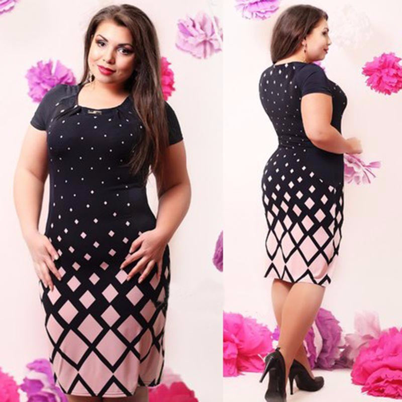 Online discount shop Australia - High quality dress fashion women big size women clothing casual o-neck plus size bodycon Dress