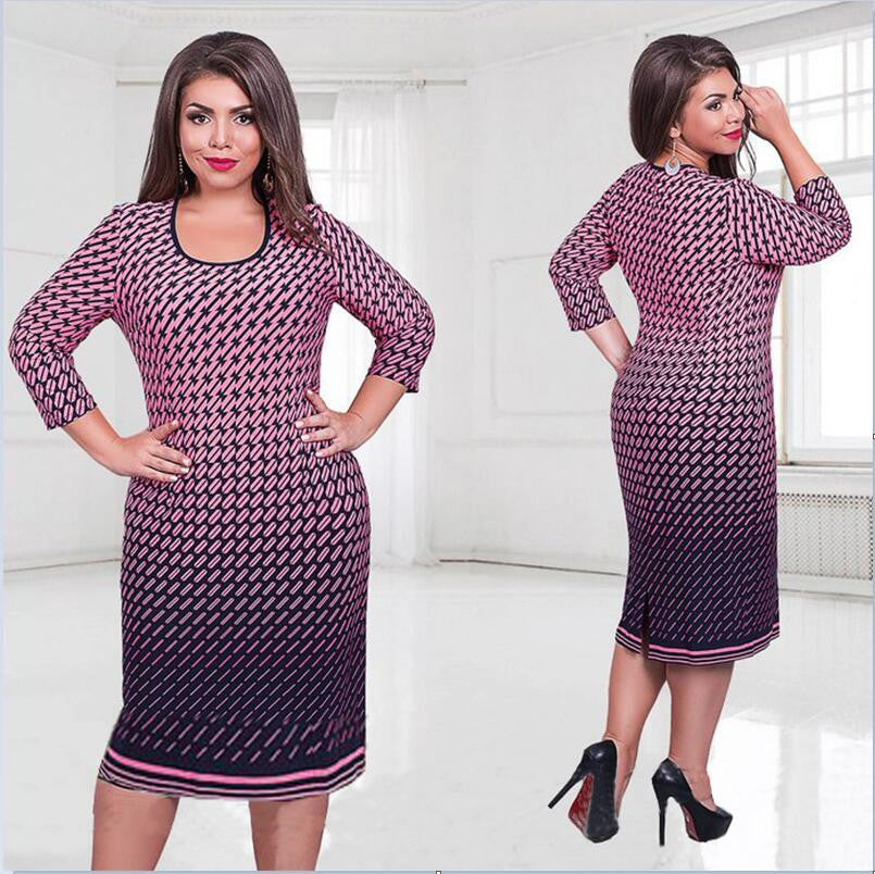 Online discount shop Australia - High quality dress fashion women big size women clothing casual o-neck plus size bodycon Dress