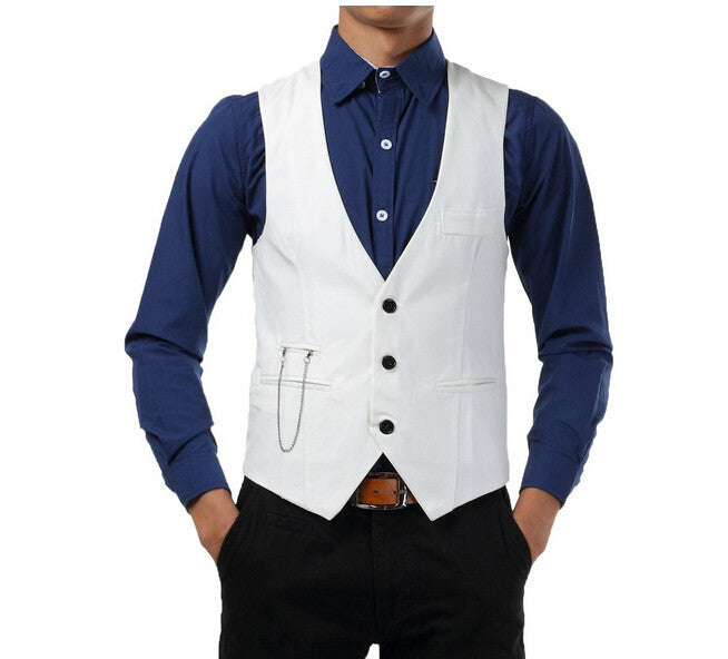 Online discount shop Australia - New Arrival Mens Slim Fit Vest Suit Three Buttons Men's Fitted Leisure Waistcoat Casual Business Jacket Tops