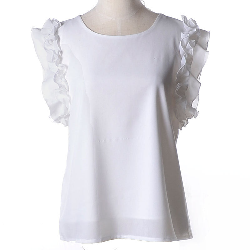 Online discount shop Australia - Cute Tops Shirt Women S-XL O Neck Puff Sleeve Pullover Lace Bow Chiffon Shirt Blouse Plus Size