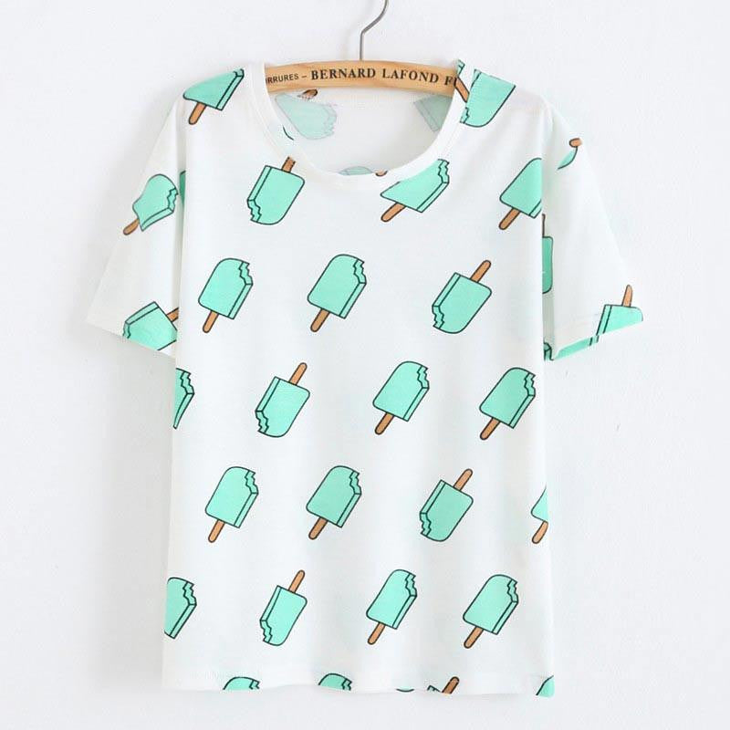 Women T Shirt Loose Women Retro Printed Short-sleeved T-shirt National style tops Tees