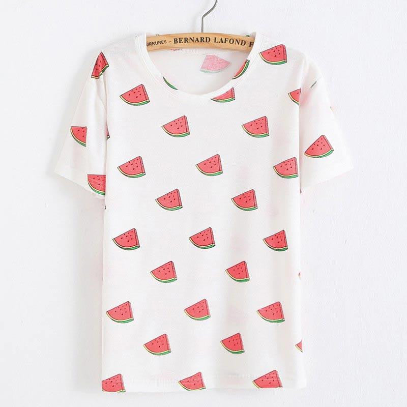 Women T Shirt Loose Women Retro Printed Short-sleeved T-shirt National style tops Tees