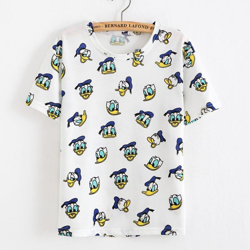 Women T Shirt Loose Women Retro Printed Short-sleeved T-shirt National style tops Tees