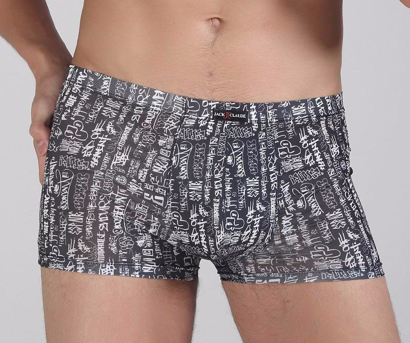 Online discount shop Australia - Breathable Men Underwear Boxers Shorts U Convex Male Pants Sexy Ice Silk Printing Man Underpants