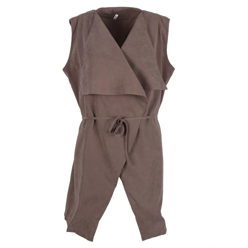 Women Lapel Vest Sleeveless Long Waistcoat Cardigan Coat Blazer Jacket