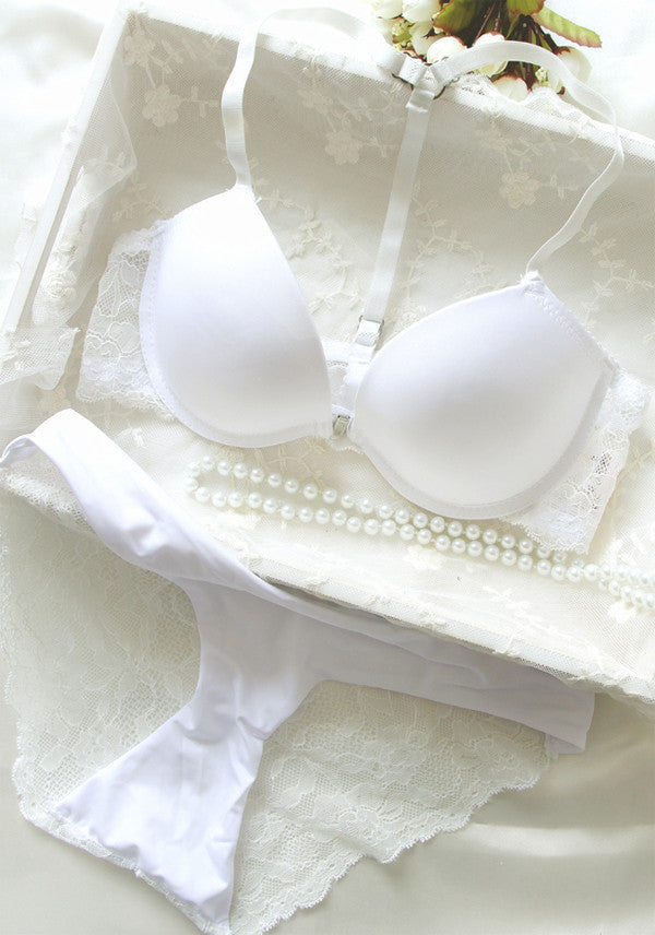 Online discount shop Australia - Buckle small chest women's underwear bra push up lace sexy thin adjustable set