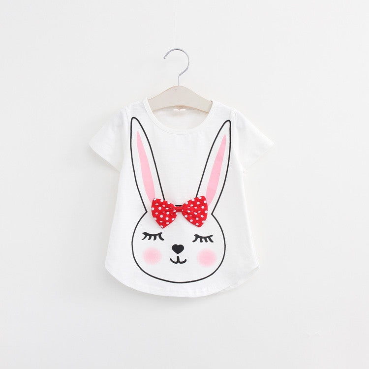 Baby T Shirts for girls Cotton Short Sleeve Rabbit cartoon Print Brand Tees Spring Kids cute Tops Girl T-shirt - CelebritystyleFashion.com.au online clothing shop australia
