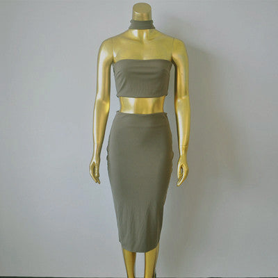 Online discount shop Australia - 2 Piece Set Summer Dress Black White Strapless Sexy Bandage Bodycon Party Dresses Sleeveless Halter Dress Women Off Shouder