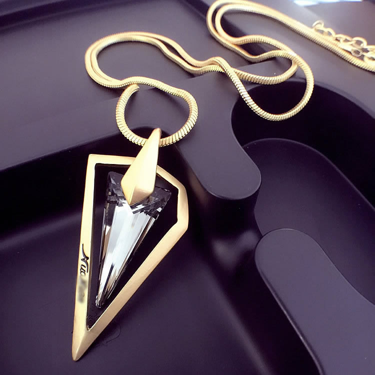 Lemon Value New Brand Femme 18K Gold Long Necklace Vintage Triangle Crystal Glass Pendant Punk Necklace Women Jewelry Gift TP043 - CelebritystyleFashion.com.au online clothing shop australia