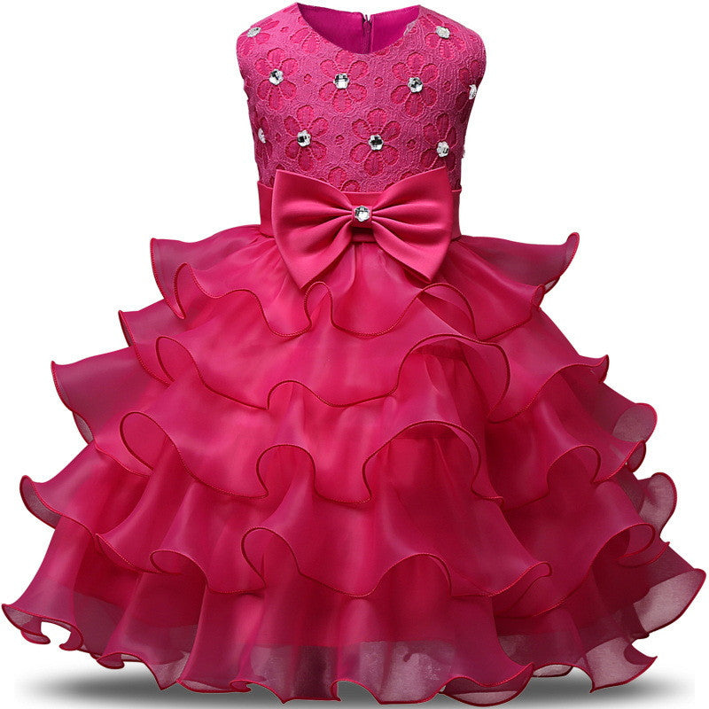 Online discount shop Australia - Girl Dress Princess Christmas Lace Kids Christening Events Party Wear Dresses For Girls Children Baby Red Clothes
