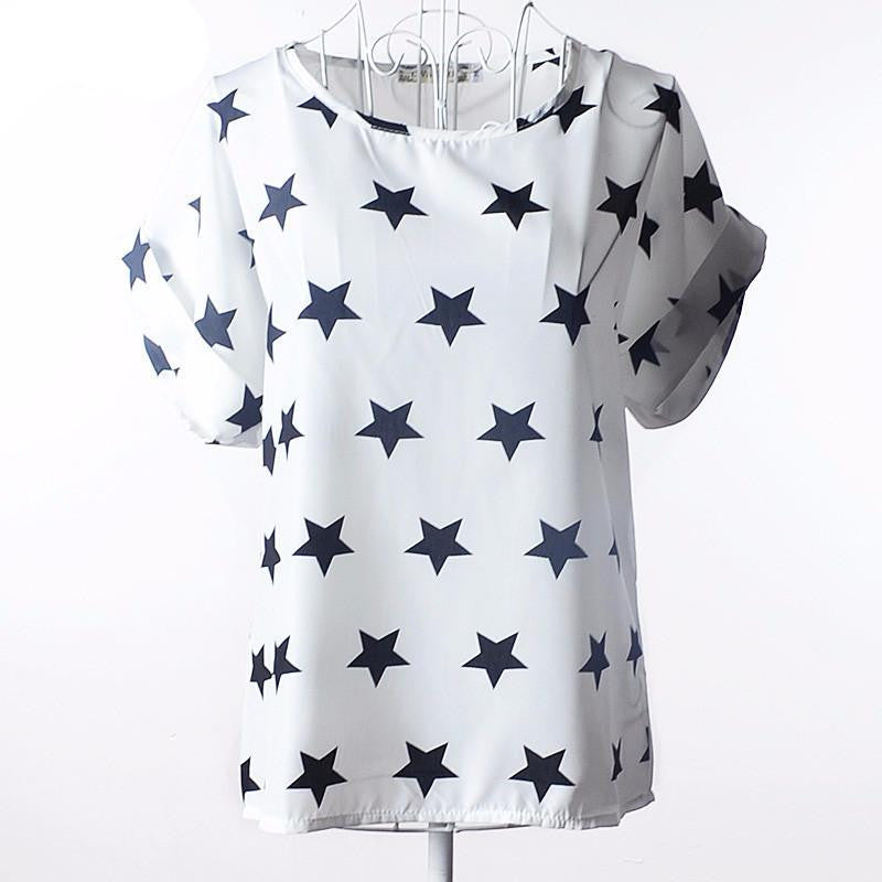 Tribal Bird Plaid Print Batwing Short Sleeve Chiffon Blouses Women Fashion Ladies White Shirt Tunic Tops