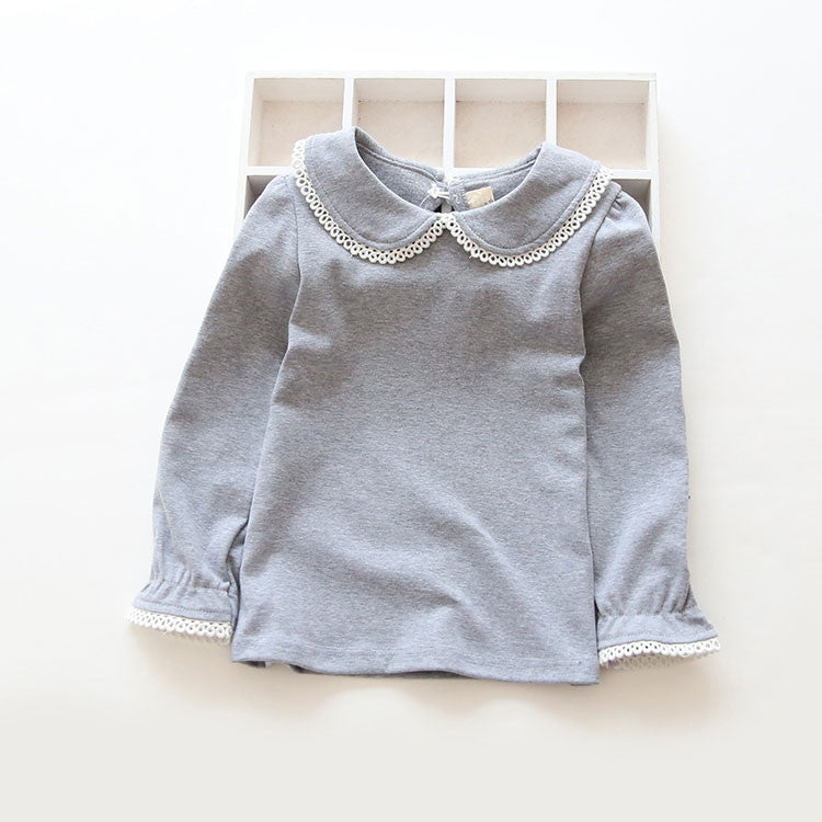 New 2-8Y children T-shirts for girls spring autumn cotton girls clothing fashion solid girls long sleeve shirts - CelebritystyleFashion.com.au online clothing shop australia