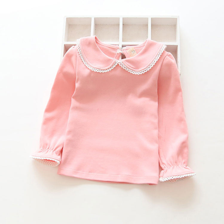 New 2-8Y children T-shirts for girls spring autumn cotton girls clothing fashion solid girls long sleeve shirts - CelebritystyleFashion.com.au online clothing shop australia