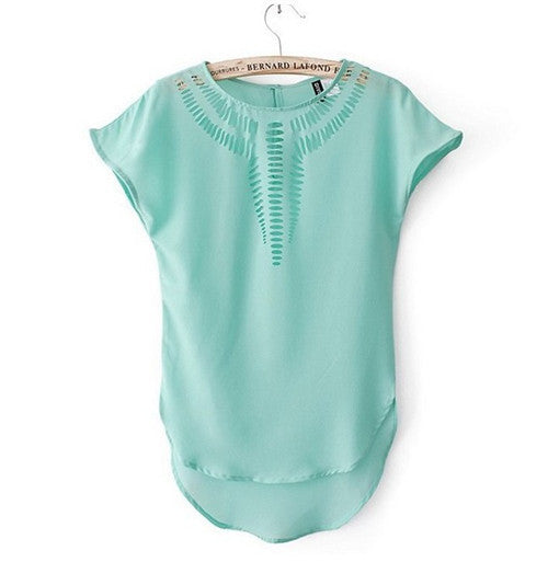 Online discount shop Australia - Fashion Ladies Blouses Batwing Sleeve Chiffon Hollow Out Ladies Blouses Elegant Clothing