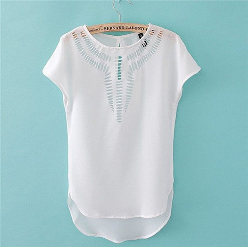 Online discount shop Australia - Fashion Ladies Blouses Batwing Sleeve Chiffon Hollow Out Ladies Blouses Elegant Clothing