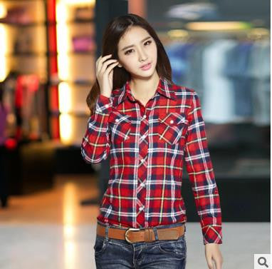 Online discount shop Australia - blouse women blouses shirt plaid vetement new