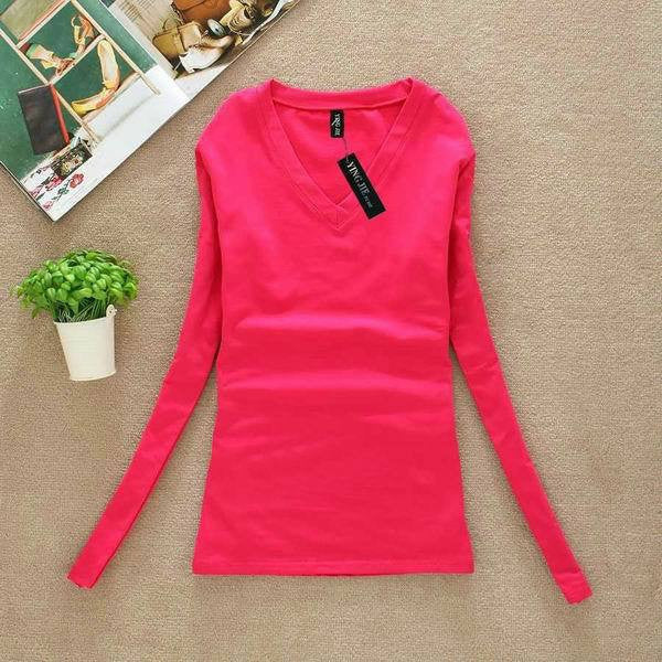 Women Fashion Clothing Tops Ladies Blouses Casual Long Sleeve Bottoming Shirts W00271