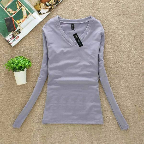 Women Fashion Clothing Tops Ladies Blouses Casual Long Sleeve Bottoming Shirts W00271