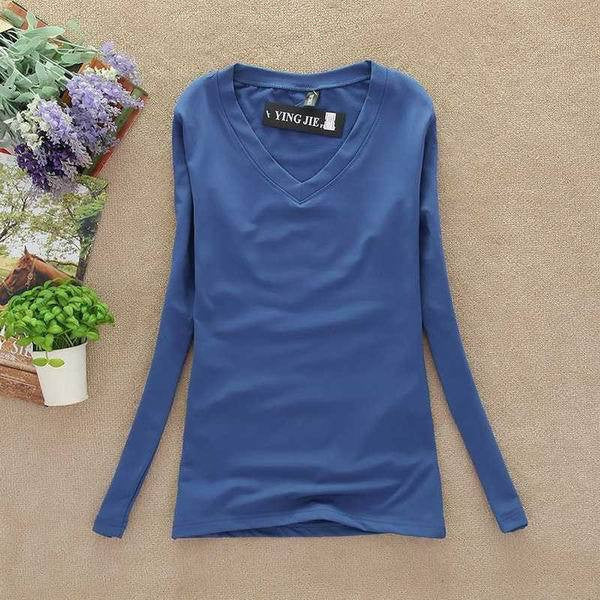Women Fashion Clothing Tops Ladies Blouses Casual Long Sleeve Bottoming Shirts W00271