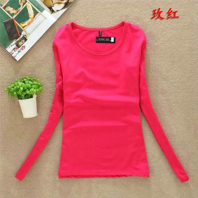 Women Fashion Clothing Tops Ladies Blouses Casual Long Sleeve Bottoming Shirts W00271