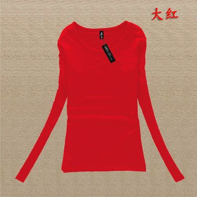 Women Fashion Clothing Tops Ladies Blouses Casual Long Sleeve Bottoming Shirts W00271