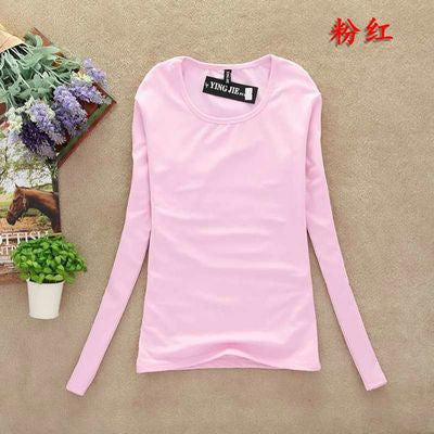 Women Fashion Clothing Tops Ladies Blouses Casual Long Sleeve Bottoming Shirts W00271