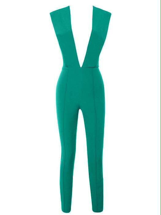 Online discount shop Australia - New Arrivals Gray Deep v Fitted Sexy Bodycon Jumpsuit Nightclub Women Blue Burgunday Rosy 10 Colors Available