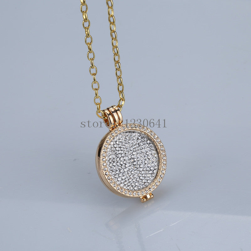 New 35mm coin holder necklace pendant fit my 33mm coins white crystal Christmas woman gift decorative fashion jewelry locket - CelebritystyleFashion.com.au online clothing shop australia