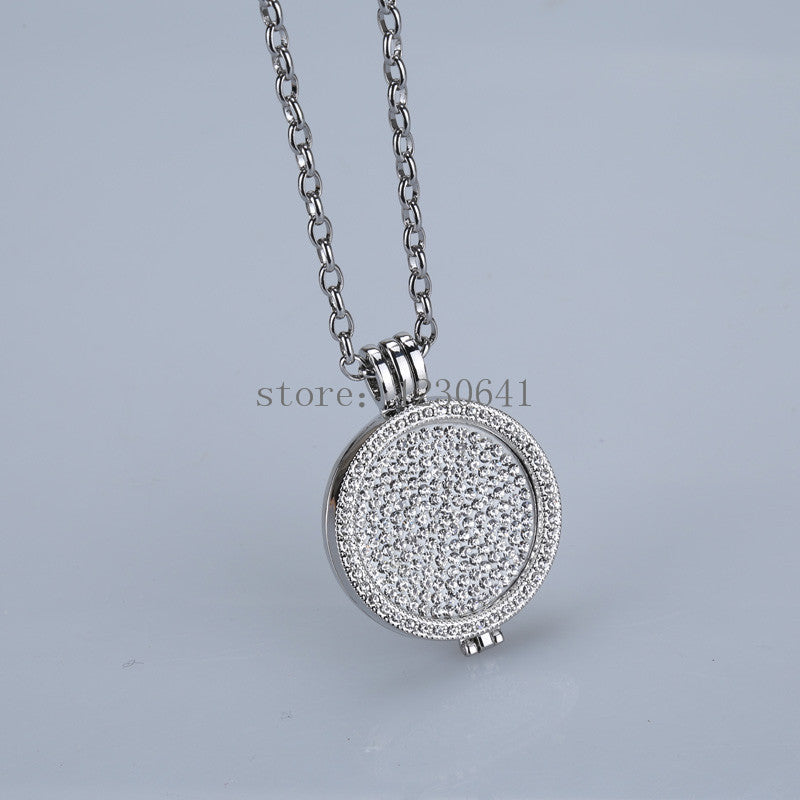 New 35mm coin holder necklace pendant fit my 33mm coins white crystal Christmas woman gift decorative fashion jewelry locket - CelebritystyleFashion.com.au online clothing shop australia