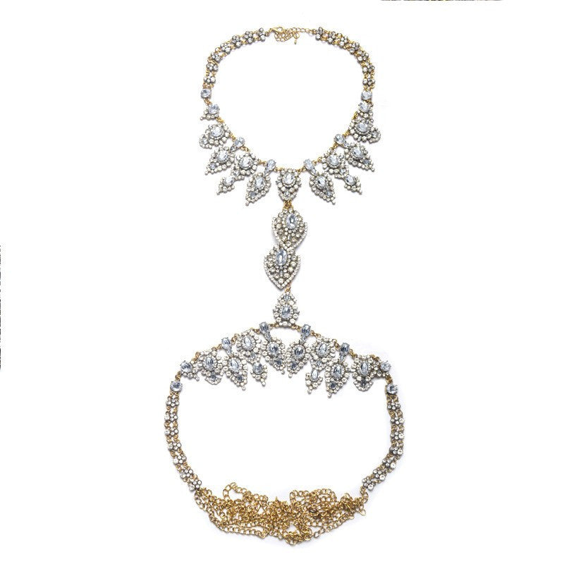 ZA Long Body Chain DIY Handmade Luxury Blue Red Gem Fashion Crystal Necklace Pendant Set Statement Vacation