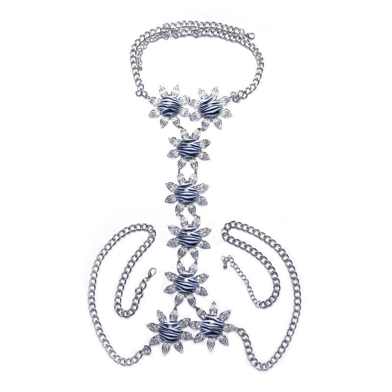 ZA Long Body Chain DIY Handmade Luxury Blue Red Gem Fashion Crystal Necklace Pendant Set Statement Vacation
